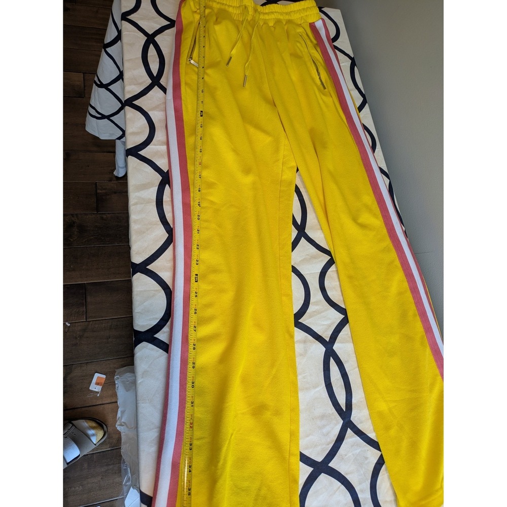 House of Chic LA NYC Yellow Track Pants Pink Side Stripe Small